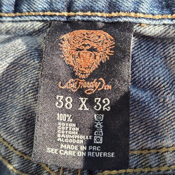 Authentic Y2k Ed Hardy by Christian Audigier Baggy Jeans Mens 38"x32" Wide Leg - Picture 2 of 14